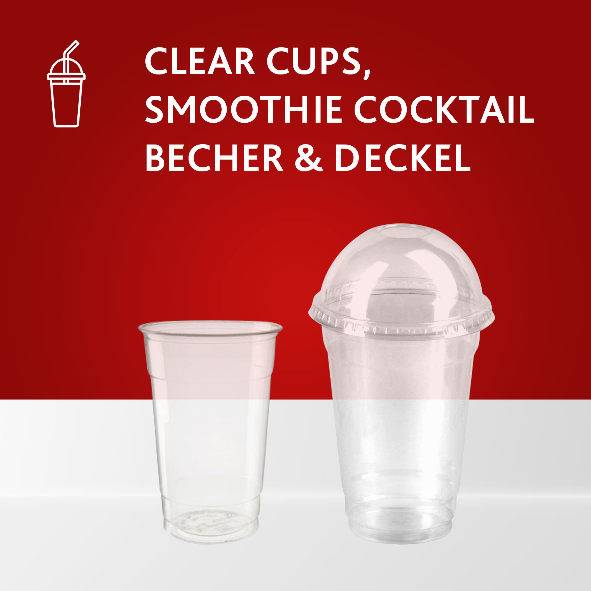 Clear Cups, Smoothie, Cocktail Becher & Deckel