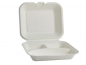 Preview: Menübox Lunchbox aus Zuckerrohr (Bagasse) 3-geteilt 240x200x80 mm (100 Stk.)