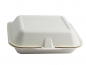 Preview: Menübox Lunchbox aus Zuckerrohr (Bagasse) 3-geteilt 240x200x80 mm (100 Stk.)
