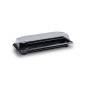 Preview: Sushi-Schale mit Deckel | 224 x 94 x 45 mm | PP/rPET | Schwarz + Klar (50 Stk.)
