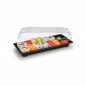 Preview: Sushi-Schale mit Deckel | 224 x 94 x 45 mm | PP/rPET | Schwarz + Klar (50 Stk.)
