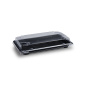 Preview: Sushi-Schale mit Deckel | 217 x 136 x 45 mm | PP/rPET | Schwarz + Klar (50 Stk.)