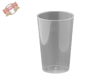 Trinkglas Mehrwegbecher mit Eichstrich 0,3 ltr. PP (25 Stk.)