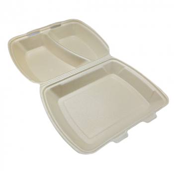 Menüboxen Lunchboxen IP4 XPS geschäumt 245x210x72 mm beige 2-geteilt (100 Stk.)