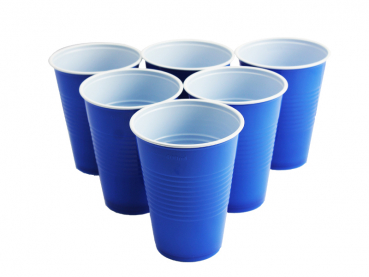 Beer Pong Set mit 6 rot & blau Becher + 6 gelbe Pingpongbälle (1 Dose)