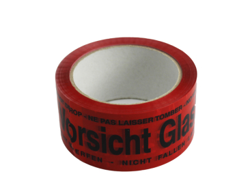 Packfilm selbstklebend 50mmx66lfm "Vorsichtglas+Kelch" rot/schwarz (6 Rolle)