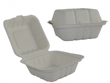 Hamburgerbox aus Zuckerrohr / Bagasse 150x150 mm (50 Stk.)