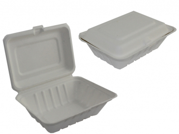 Lunchbox Menübox aus Zuckerrohr (Bagasse) ungeteilt 180x135 mm (50 Stk.)