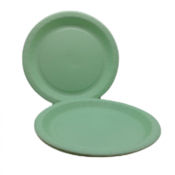 Pappteller rund Frischfaser | Ø 23 cm | Grün | Mit Fettbarriere (250 Stk.)