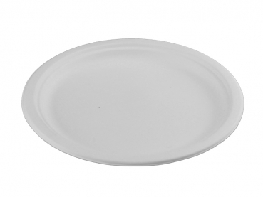 Menüteller Imbißteller aus Zuckerrohr (Bagasse) ungeteilt oval 26x20 cm (50 Stk.)