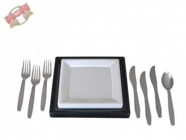 30 tlg. Premium Einweg-Set mit 6 Tellern, Messern, Gabeln und Löffeln (1 Stück)
