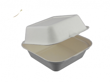 Hamburgerbox aus Zuckerrohr / Bagasse 450 ml 152x150 mm (50 Stk.)