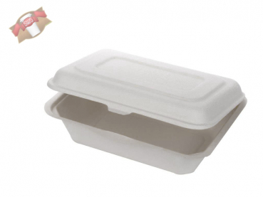Lunchbox Menübox aus Zuckerrohr (Bagasse) ungeteilt 250x162 mm (50 Stk.)