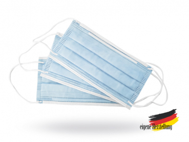 3-lagig Mundschutz Maske Gesichtsmaske Hygienemaske Einweg blau (50 Stk.)