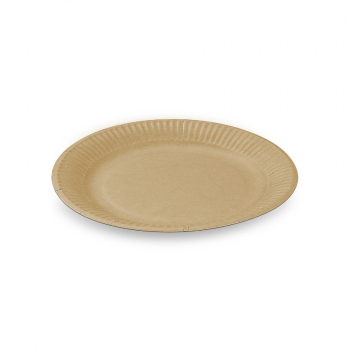 Pappteller rund Frischfaser | Ø 18x1,5 cm | Braun | Mit Fettbarriere (100 Stk.)