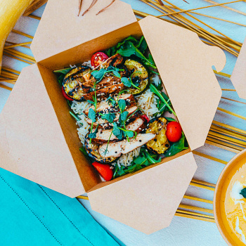Preview: Faltbox Food box | FSC Mix/PE | fettdicht kraft M | 150x120x65 mm | 1300 ml | braun (50 Stk.)