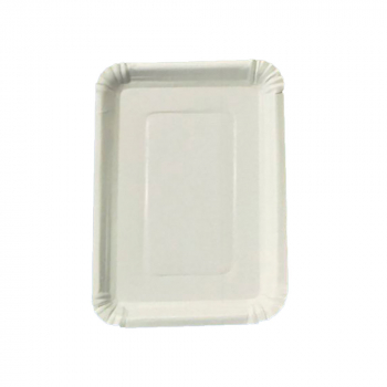 Weißer Pappteller | eckig | Frischfaser | 17 x 23 cm | Kuchenteller (250 Stk.)