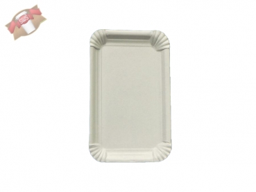 250 Pappteller Kuchenteller weiß eckig 9 x 15 cm Tabletts Pappe Kuchen 52021 