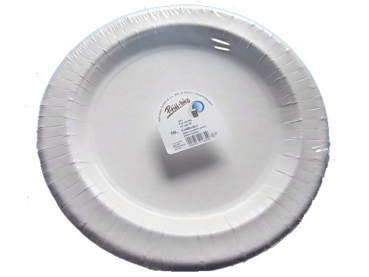 Pappteller rund Recyclingkarton | Ø 29 cm | Weiß | Mit Fettbarriere (50 Stk.)