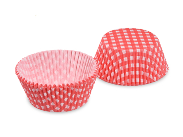 Gebäckkapseln Muffinförmchen Karo rot Ø 50x30 mm (40 Stk.)