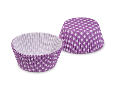Gebäckkapseln Muffinförmchen | Ø 50x30 mm | Karo violett (40 Stück)