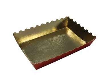 Gebäckschalen Plätzchenschalen Weihnachtsgebäck  rot/gold 150 x 140 x 046 mm (250 Stk.)