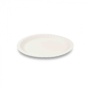 Weißer Pappteller | Frischfaser | Ø 23 x 1,6 cm | Rund | Kuchenteller (100 Stk.)