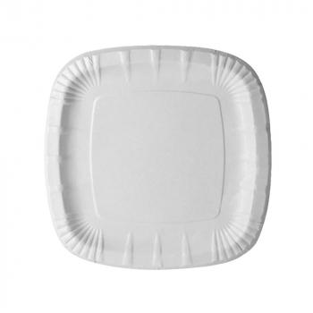 Eckiger Pappteller Frischfaser | 24 x 24 x 2 cm | Weiß | Kuchenteller (100 Stk.)