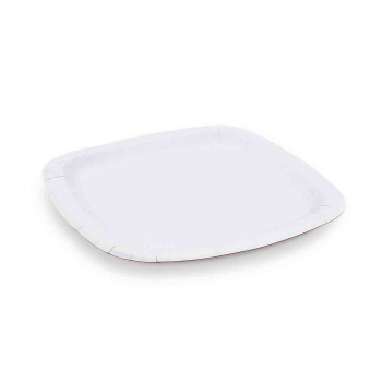 Eckiger Pappteller Frischfaser | 24x24x1,5 cm | Weiß | Kuchenteller (100 Stk.)