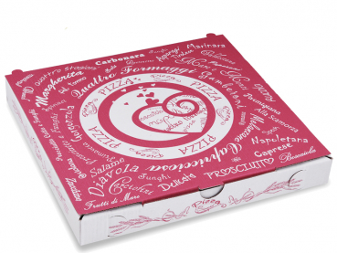 Pizzakarton Motiv "Pizzabelag" 24x24x3 cm Pizzaschachtel Pizzabox (100 Stk.)