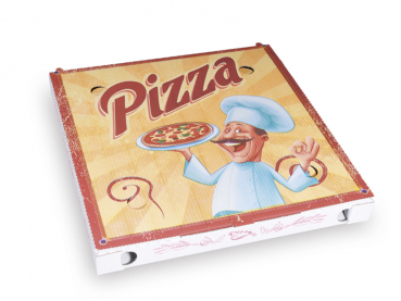 Pizzakarton aus Mikrowellpappe 30x30x3 cm Motivdruck (100 Stk.)