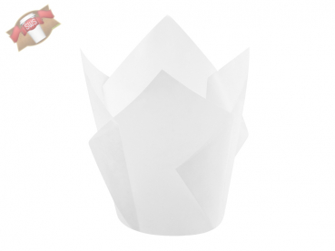 Backtrennpapier Gebäckkapseln tulpenförmig Ø 5x8,5 cm weiß (100 Stk.)