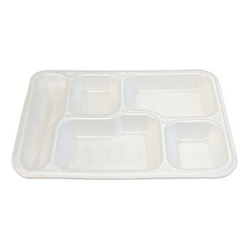 Menüteller XPS 5-geteilt | 351x264x27 mm | Weiß | Mit Besteckplatz (2100 Stk.)