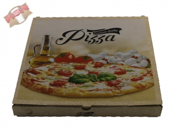 Pizzakarton aus Mikrowellpappe 32x32x3 cm Motivdruck (100 Stk.)
