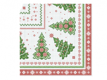 Servietten 40x40 cm Weihnachtsmotiv Gina rot-grün (300 Stk.)