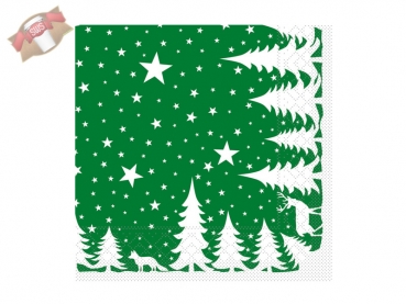Weihnachts-Serviette 40 x 40 cm 1/4 Falz 3-lagig Motiv Lennert grün (600 Stk.)