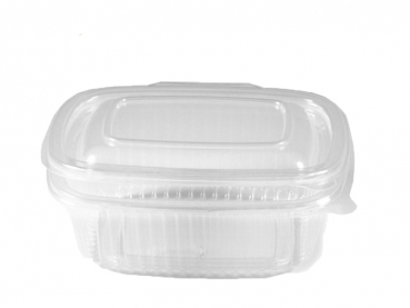 Feinkostbecher Salatschalen oval klar mit anhängendem Deckel 375 ml PP (50 Stk.)