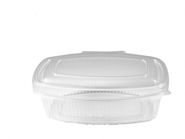 Feinkostbecher Salatschalen oval klar mit anhängendem Deckel 1500 ml PP (25 Stk.)