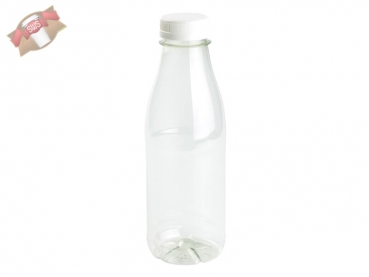 RPET Flaschen Trinkflasche Schraubverschluss 500 ml mit weißem Deckel (120 Stk.)