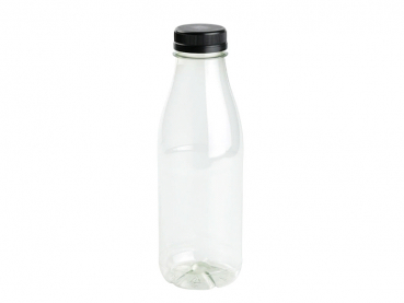 RPET Flaschen Trinkflasche Schraubverschluss 500 ml mit schwarzem Deckel (198 Stk.)