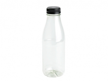 RPET Flaschen Trinkflasche Schraubverschluss 500 ml mit schwarzem Deckel (120 Stk.)