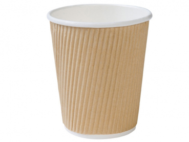 Bio Riffelbecher Coffee to go 200 ml 8oz braun PLA beschichtet (20x25)