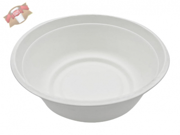 BIO Schalen aus Zuckerrohr Salatschale Ø 175x67 mm Bagasse weiß (50 Stk.)