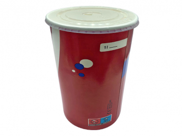 Pappbecher 1 l. Kinobecher mit Eichstrich und Deckel (100 Stk.)