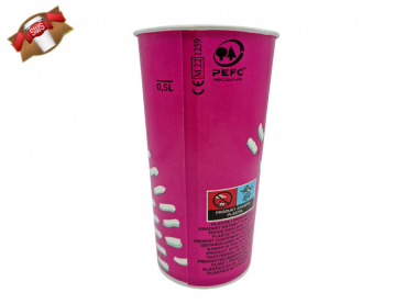 Kaltgetränkebecher Sunrise 0,5 l pink PEFC (20x50)