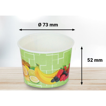 Preview: Eisbecher aus Hartpapier | 140ml | Ø73x52mm | Motiv „Früchte grün“ (45 Stk.)