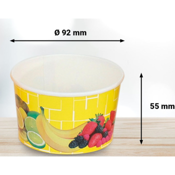 Preview: Eisbecher/Hartpapierbecher | 260ml | Ø92x55mm | Motiv „Früchte gelb“ (50 Stk.)