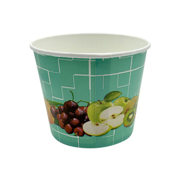 Preview: Eisbecher aus Hartpapier | 500ml | Ø105x84mm | Motiv „Früchte Türkis“ (45 Stk.)
