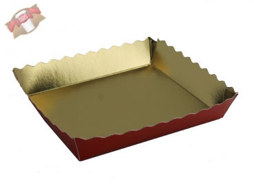 Gebäckschalen Plätzchen Exclusiv rot/gold (hochglanz) 148x123x30 mm (500 Stk.)
