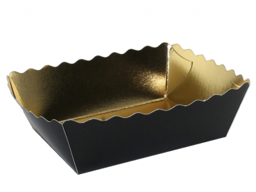 Gebäckschalen Plätzchenschalen Weihnachtsgebäck schwarz/gold 116x91x46 mm (500 Stk.)